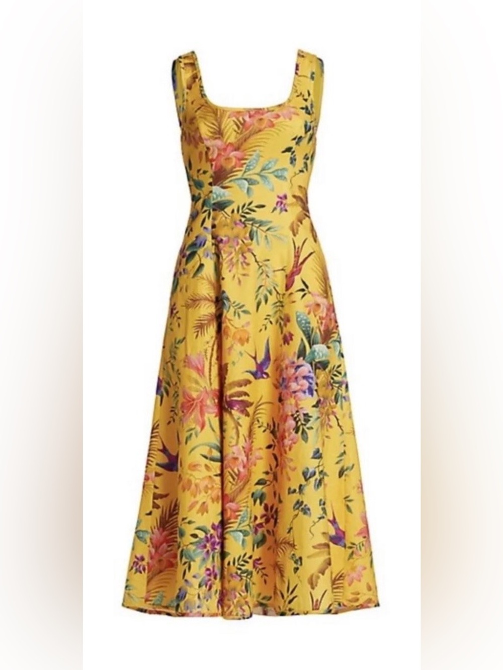 Zara Yellow Floral Maxi Dress with Tropical Print